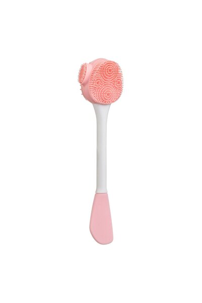 OEM Perie de curățare facială din silicon roz și alb cu spatulă - 16cm