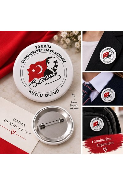 Desenor Concept 29 Ekim cumhuriyet bayramı rozeti Kartlı Jelatinli 15 Adet İğneli Rozet