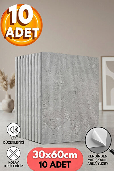 Bien Home 10 Adet, Gri Tonlarında Gerçek Sıva Hissi Modern Beton Görünüm Dese...