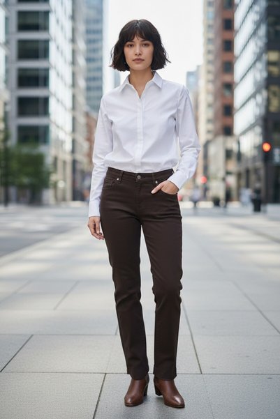 SEMİZ GİYİM Dikişsiz Paça Mom Fit Acı Kahve Pantolon