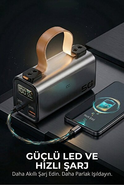 Mmctech 50.000mAh Powerbank PD100W Hızlı Şarj El Fenerli