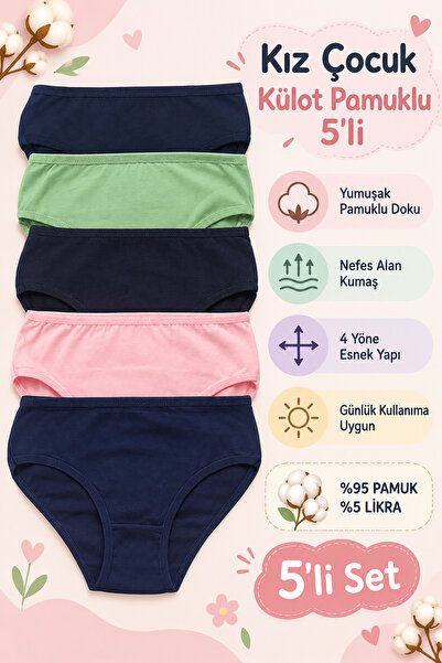 Nicoletta Girls' Panties 5 Pack Cotton Lycra - Cleve