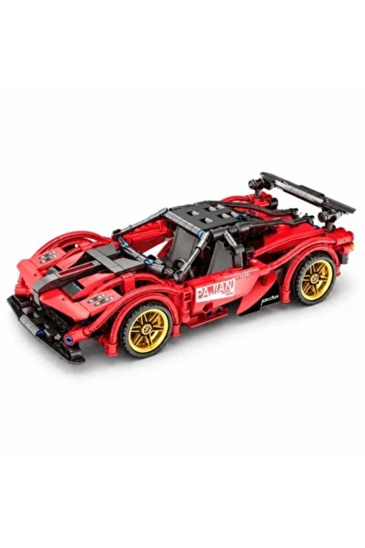 velve Set de constructie Supercar rosu, 482 piese, mecanism pull-back, scara ...