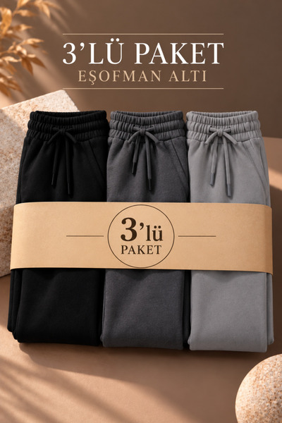 COMBİNE MİCHAİL Erkek Lastikli Baggy Eşofman Altı 3'Lu