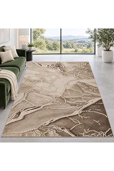 LIROFE Covor Imperial Vulcan Bej - Efect Piatra Naturala Modern - Living, Dormitor - Fir Scurt 12 mm