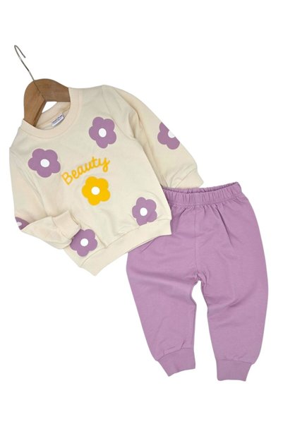 voyyo kids baby طقم أنيق للفتيات الصغيرات بطبعة زهور، مناسب لعمر 1-2-3-4 سنوا...