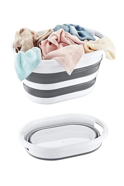Nergis Katlanabilir Çamaşır Sepeti 19 Litre, Katlanabilir Sepet, Plastik Çama...