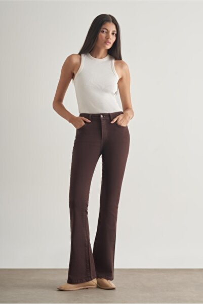 Skinny Fit Kahverengi Denim Pantolon