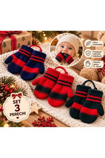 Generic Brand Set of 3 pairs of baby gloves with drawstring – 0-12 months