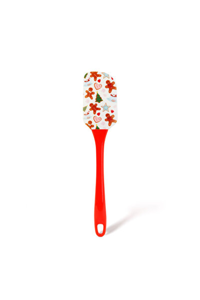 Bewello Spatula de bucatarie cu cap din silicon, model de Craciun, maner plas...