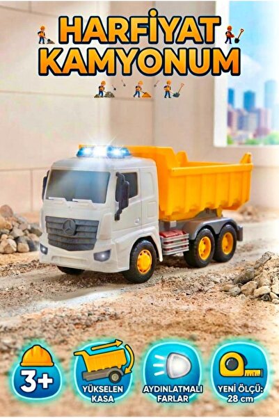 Tıfıl Toys Işıklı ve Sesli 28 cm Büyük Boy Hafriyat Kamyonu Oyuncak İnşaat Ar...