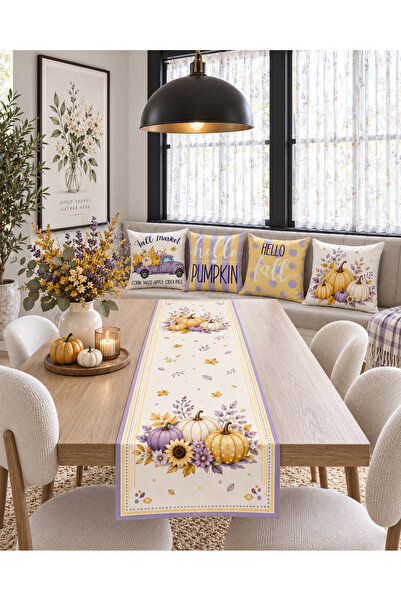 HOMESSA Pastel Pumpkin Purple Yellow Autumn 4-Piece Throw Pillow Cover Runner...