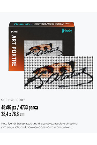 HAMMEN Pixel Art Portre 10007 İmzalı Atatürk Yapım Seti