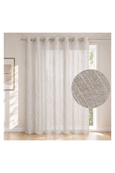 OEM Perdea Decorativa cu Inele Bej si Lurex Argintiu 140x260cm – accent decor...