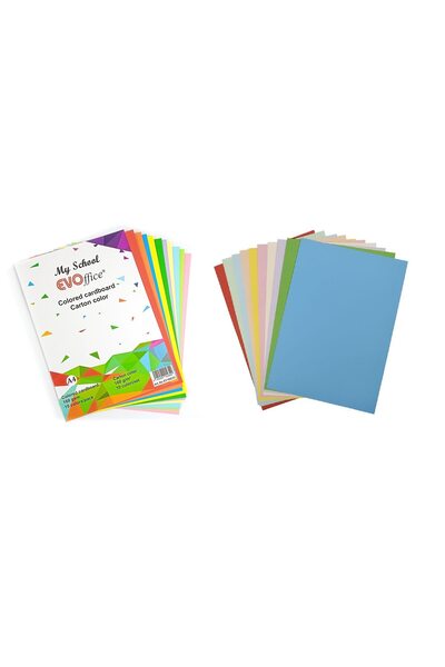 EVOffice Set de hârtie colorată, A4, 80g, 10 culori + carton colorat, A4, 160...