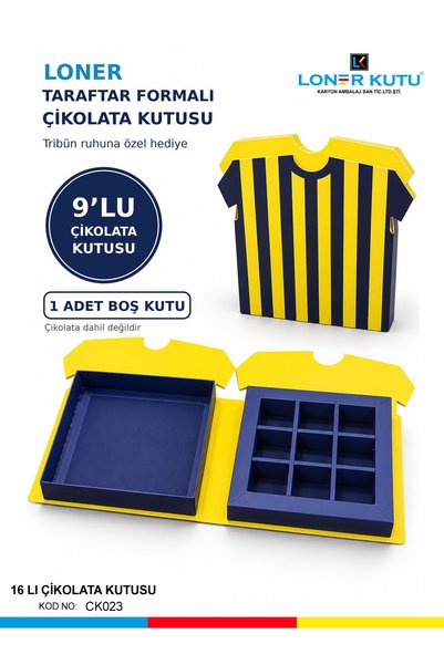 Loner Kutu Çikolata Kutusu Taraftar Forma Tasarımlı 9 lu Çikolata Kutusu Tara...