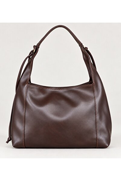 Madamra Brown Women's Wide Shoulder Bag with Lace Detail Casual Bag