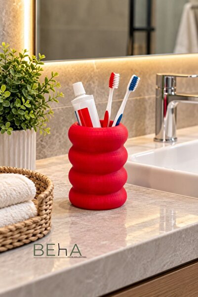 3D Baskı Modern Dalgalı Organizer – Diş Fırçalık, Makyaj Fırçalık ve Kalemlik – Dekoratif Çok Amaçlı Düzenleyici