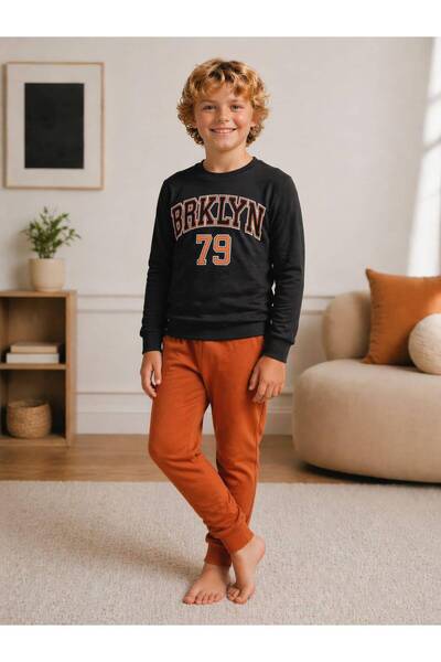 Erkek Çocuk Brklyn İnterlok Baskılı Pijama Takımı