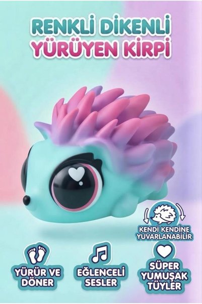 Tıfıl Toys Gioc-hi Preziosi lisanslı Yumuşak Kauçuk Tüylü Kaçıp Yuvarlanan Sesli Müzikli 17 Cm Kirpi Oyuncak
