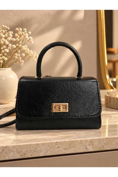 Names Bag Aura-Gold Kilitli Tek Saplı Kadın Mini El ve Omuz Çantası