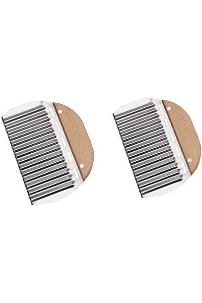 Morvena Picks 15,5x11,5 cm, Lamă ondulată din oțel inoxidabil cu mâner din le...