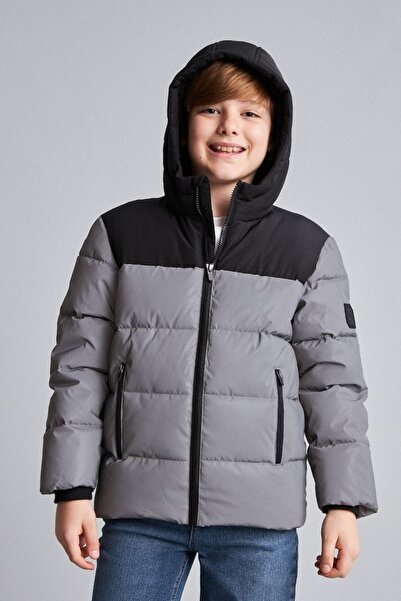 DeFacto Waterproof Hooded Inflatable Gray Boy's Coat H0444A8/Rf1