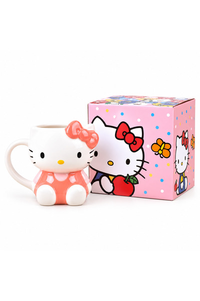 wafra store كوب سيراميك سانريو "هيلو كيتي" (Hello Kitty) مع علبة هدايا - متوفر بـ 5 تصاميم (كلاسيكي ومجسم 3D)