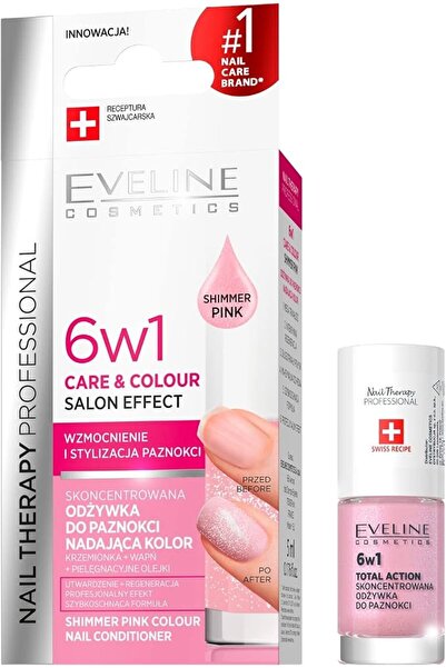Eveline Cosmetics إيفلين نيل ثيرابي بروفيشنال 6 في 1 كير آند كولور شيمر بينك ...