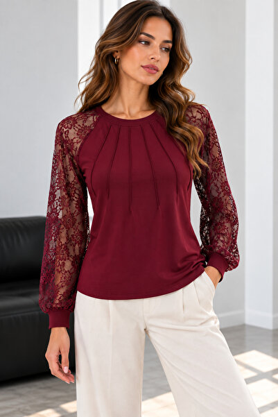 Kokosh moda Tulle Sleeves Elegance – Γυναικεία Κομψή Μπλούζα από Βισκόζη με Λ...