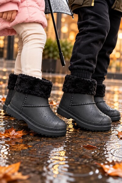 ALTUNTAŞ Girls' and Boys' Waterproof and Cold-Resistant Boots with Fleece Inside