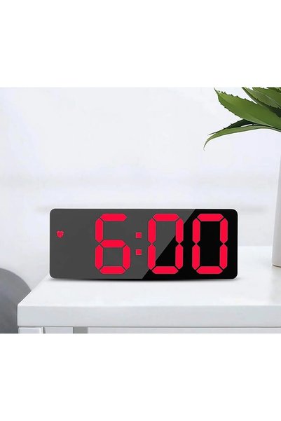 Morvena Picks Ceas deșteptător digital LED, Ceas de birou modern - Cadran neg...