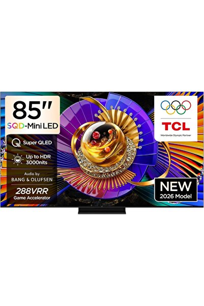 TCL تلفزيون 85C7L ذكي بشاشة 85 بوصة بدقة 4K مع تقنية SQD-Mini LED وتقنية Quantum HDR فائقة الألوان بسطوع 3000 شمعة، تلفزيون جوجل للألعاب، معدل تحديث أصلي 144 هرتز، نظام صوتي من Bang & Olufsen، تقنية Dolby Atmos، جيم ماستر (موديل 2026)