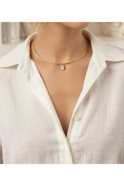 MonCheriAccessoire 14K Altın Kaplama Damla Model Kolye