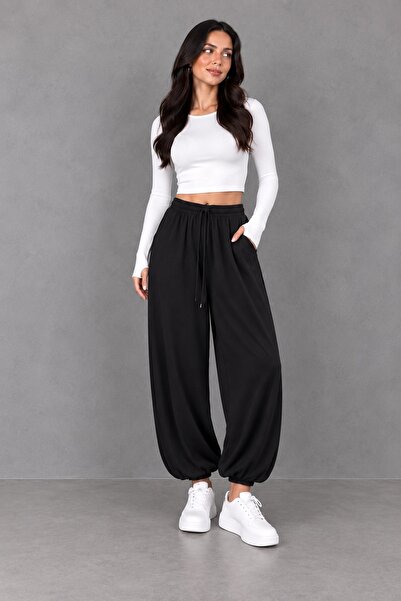 Focus Light Women's Parachute Jogger Sweatpants with Lace-Up Waist and Elasti...