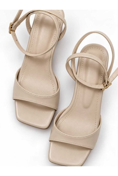 solebydilhan Women's Ankle Strap Square Toe Thick Heeled Stylish Sandals