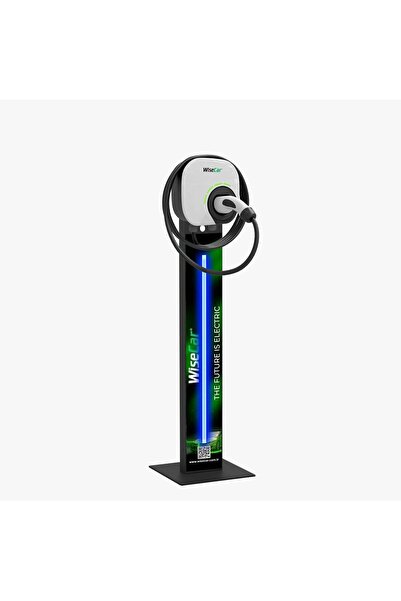 WiseCar WTL Standlı 22 kW Akıllı Elektrikli Araç Şarj Cihazı - Siyah Kartlı Ledsiz 8 Metre