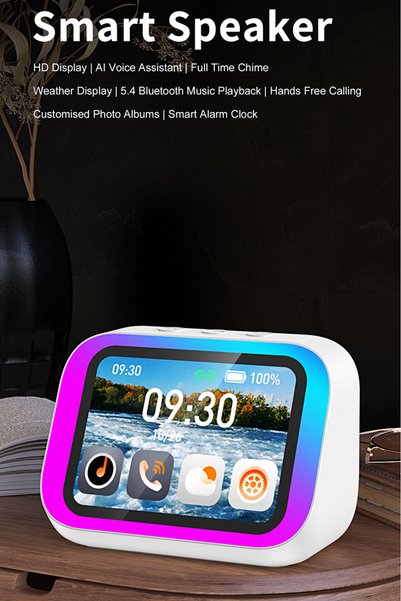 Morvena Picks Ceas deșteptător inteligent cu difuzor Bluetooth, afișaj meteo,...