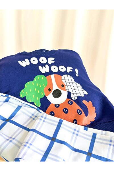 Karaniko Kids Set de două piese pentru băieți: hanorac cu imprimeu câine și pantaloni din denim de bumbac