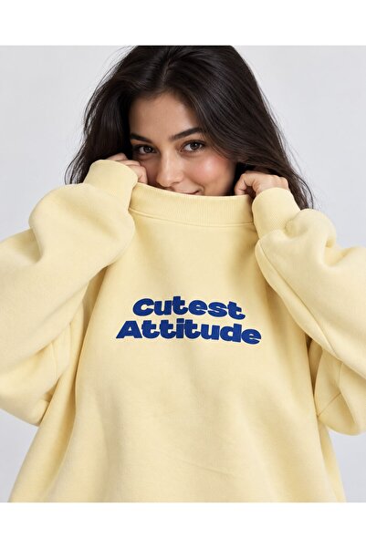 CrepTekstil Women's Light Yellow Cutest Attitude Strawberry Printed Crew Neck...