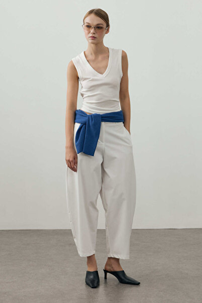 Fahhar Barrel Fit Pants White