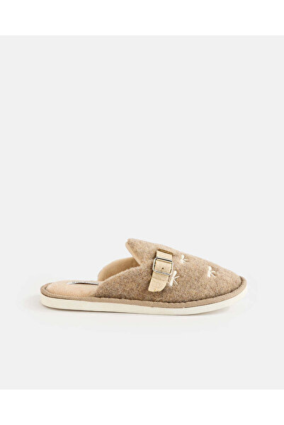 REDTAG Women Beige Embroidered Closed Toe Slippers