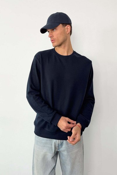 JB John Borners Men's Crew Neck Basic Sweatshirt Navy Blue - 6102