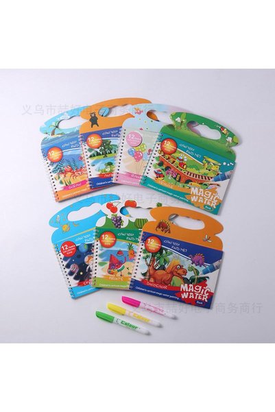 Magic Water 8'li Set 8 Farklı KIZ Çoçuk Model Sihirli Boyama Kitabı Water Pai...