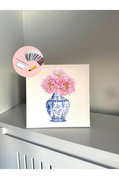 YADA Pembe Çiçekler - Rhinestone Kit, Diamond painting, Kristal Taş Yapıştırm...