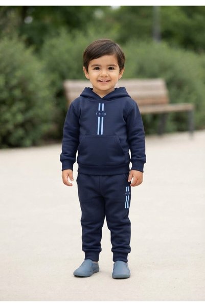 Minitrio Two-Thread Boys' Hooded Seasonal Long Sleeve Top and Bottom Set