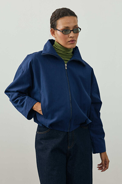 Fahhar Metal Zipper Jacket Blue