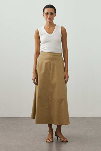 Fahhar Gabardine Maxi Skirt Camel
