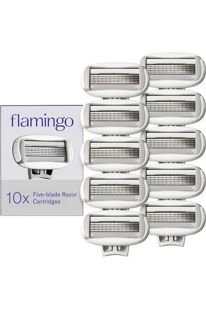 Flamingo شفرات حلاقة نسائية بخمس شفرات - شفرات حلاقة للنساء - عبوة من 10 قطع