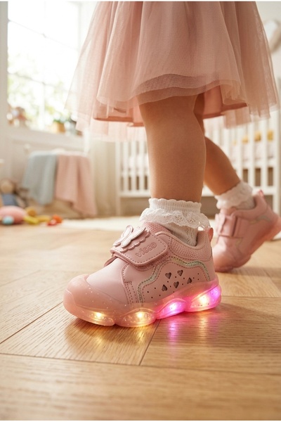 Vicco Işıklı Ortopedik Mevsimlik Cırt Cırtlı Kız Bebek İlk Adım Sneaker Ayakkabı